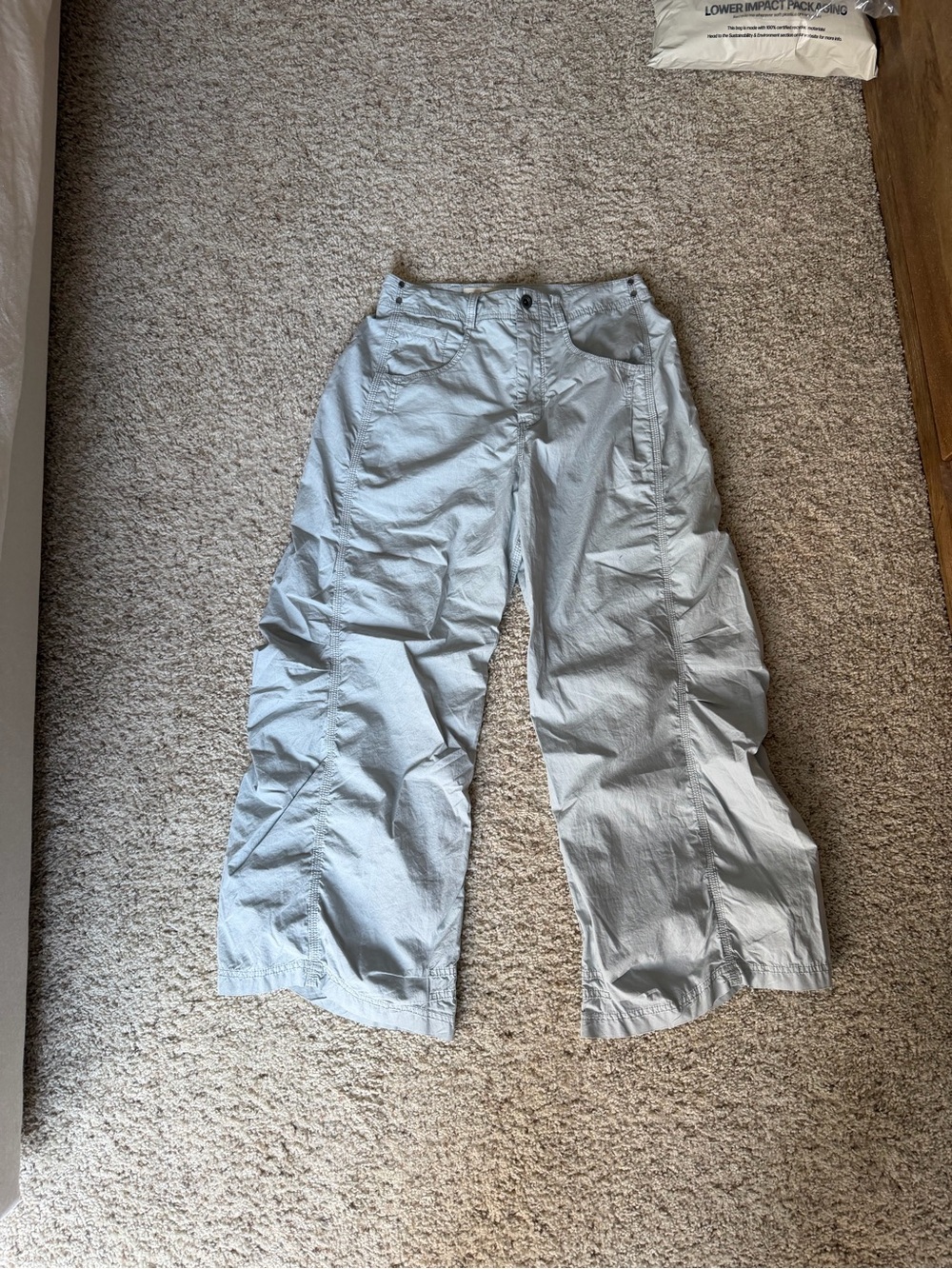 Anthropologie Light Gray Wide-Leg Cargo Pants